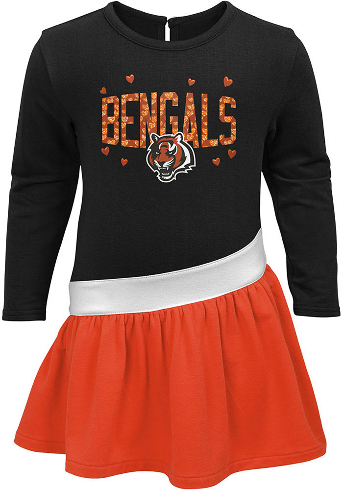 Girls Youth New Era White/Orange Cincinnati Bengals Baby Jersey Long Sleeve  T-Shirt