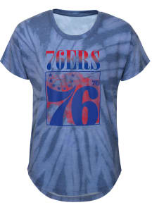 Philadelphia 76ers Girls Blue In The Band Tie Dye Short Sleeve Fashion T-Shirt
