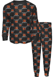 Cincinnati Bengals Kids Black All Over Logo Set Loungewear PJ Set