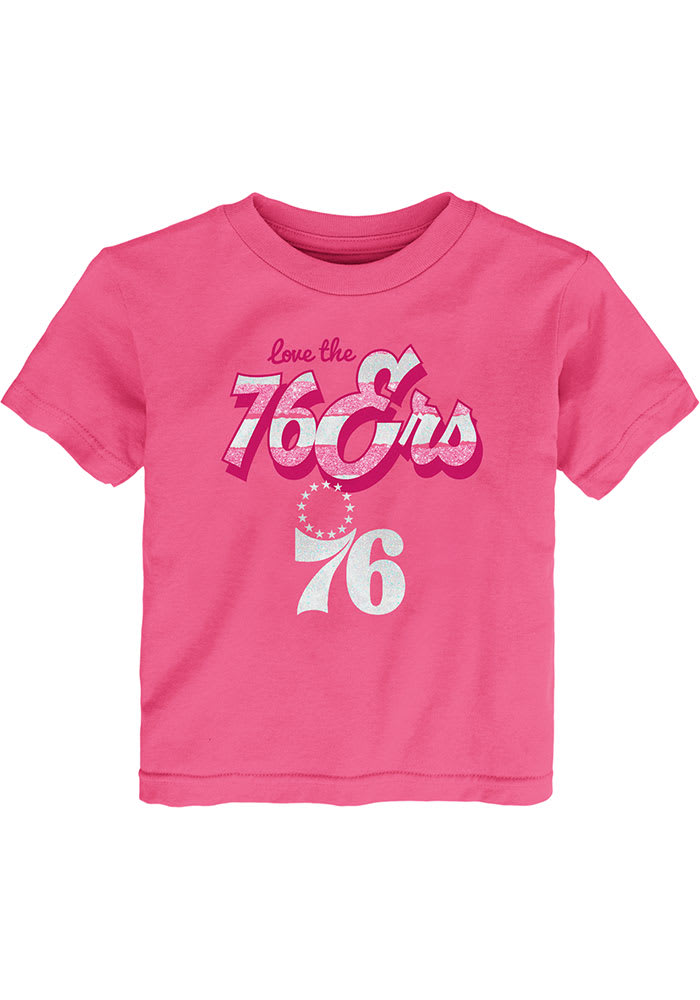 Philadelphia 76ers Toddler Girls Pink Sporty Stripes Short Sleeve T-Shirt