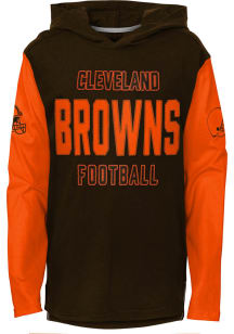 Brownie  Outer Stuff Cleveland Browns Youth Brown Heritage Hooded Long Sleeve T-Shirt
