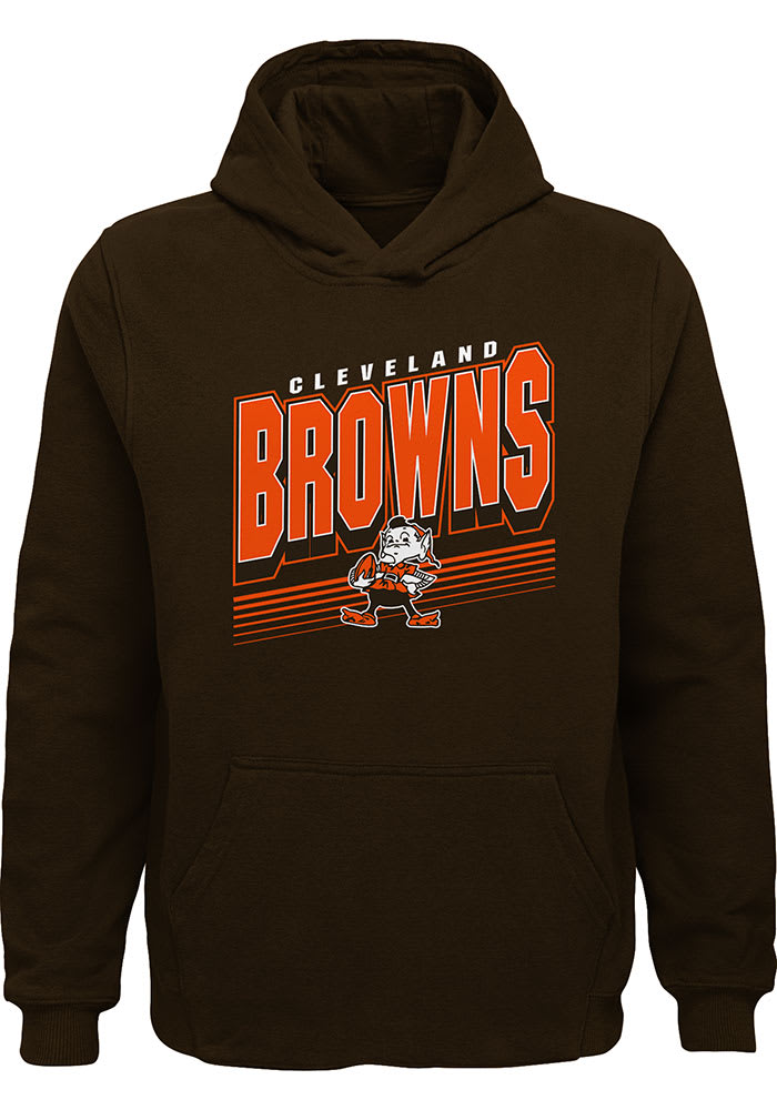 Brownie Outer Stuff Cleveland Browns Boys Brown Big Time Long Sleeve Hooded Sweatshirt