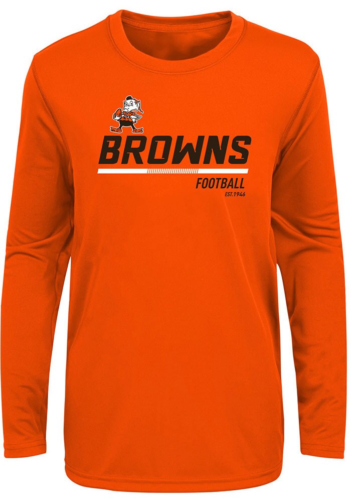 Outerstuff Youth Brown Cleveland Browns Amped Up T-Shirt Size: Small