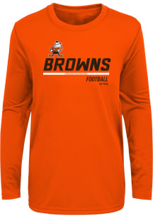 Brownie  Outer Stuff Cleveland Browns Boys Orange Engage Long Sleeve T-Shirt