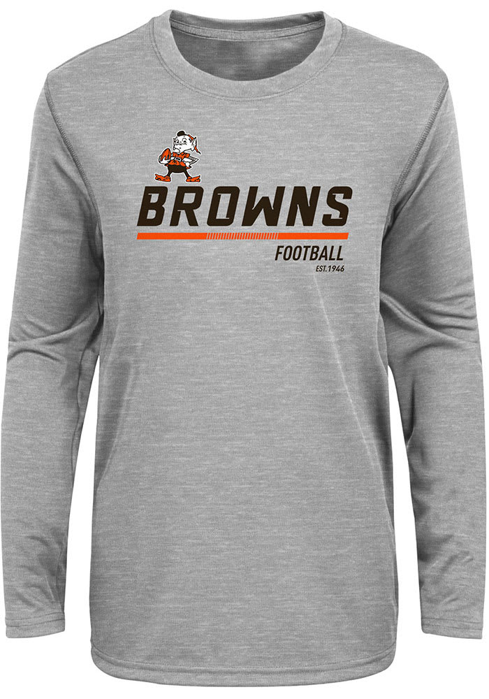 Brownie Outer Stuff Cleveland Browns Youth Grey Engage Long Sleeve T-Shirt