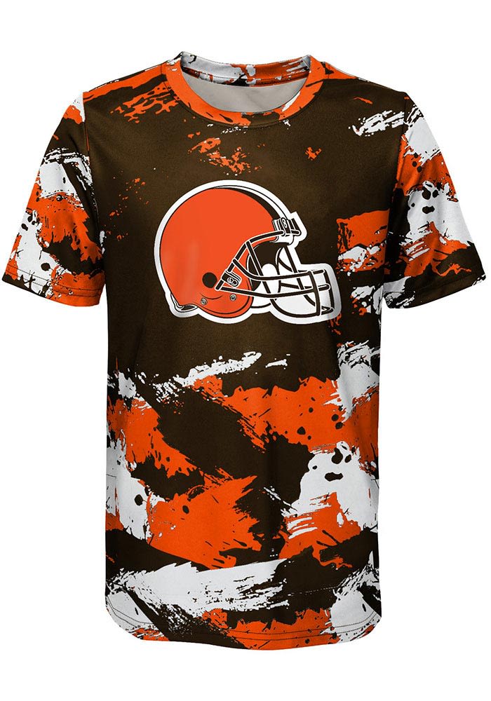 Cleveland Browns Youth Brown Cross Pattern Short Sleeve T-Shirt
