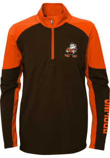 Brownie  Outer Stuff Cleveland Browns Youth Brown Audible Long Sleeve Quarter Zip Shirt
