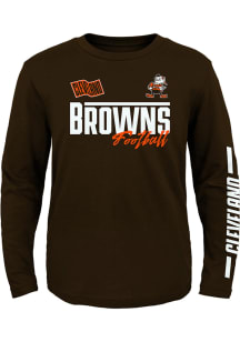 Brownie  Outer Stuff Cleveland Browns Youth Brown Race Time Long Sleeve T-Shirt