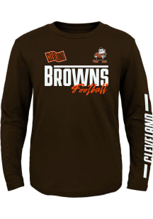 Brownie  Outer Stuff Cleveland Browns Boys Brown Race Time Long Sleeve T-Shirt