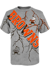 Brownie  Outer Stuff Cleveland Browns Youth Grey Highlights Short Sleeve T-Shirt