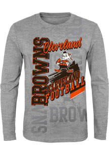 Brownie  Outer Stuff Cleveland Browns Youth Grey Game Day Vibes Long Sleeve T-Shirt