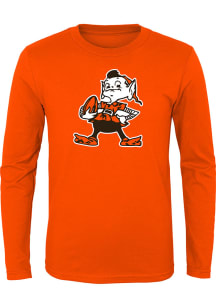 Brownie  Outer Stuff Cleveland Browns Youth Orange Primary Logo Long Sleeve T-Shirt