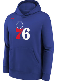 Nike Philadelphia 76ers Boys Blue Nike Fleece Pullover Essential Long Sleeve Hooded Sweatshirt