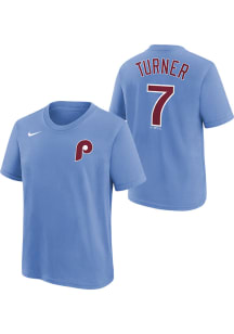Trea Turner Philadelphia Phillies Youth Light Blue Name and Number Player Tee