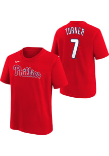 Trea Turner  Philadelphia Phillies Boys Red Name and Number Short Sleeve T-Shirt