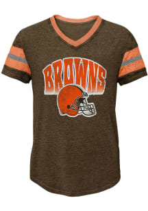 Cleveland Browns Girls Brown Catch The Wave Short Sleeve Fashion T-Shirt