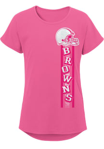 Cleveland Browns Girls Pink Fair Catch Short Sleeve Tee