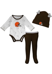 Cleveland Browns Infant Brown Dream Team Hat Set Top and Bottom