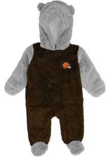 Cleveland Browns Baby Brown Game Nap Teddy Fleece Loungewear One Piece Pajamas