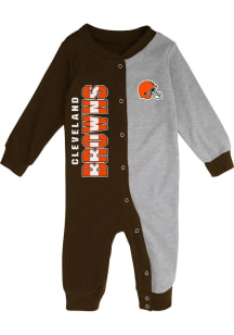 Cleveland Browns Baby Brown NB Half Time Coverall Long Sleeve One Piece