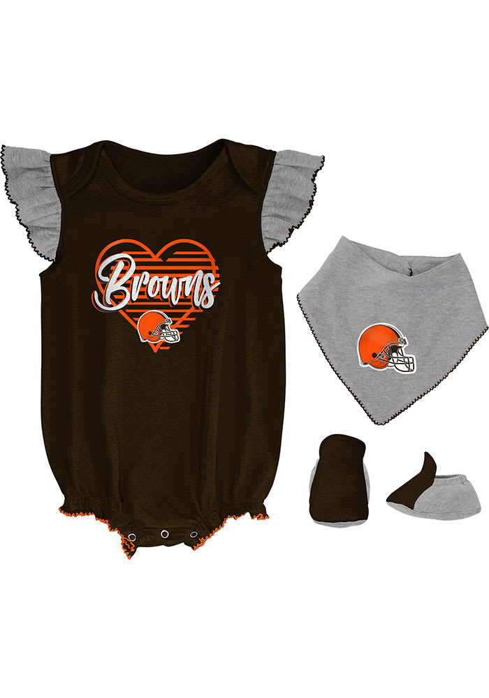 Cleveland Browns Baby Brown All The Love Bib Set One Piece, Brown, 100% Cotton, Size 18M, Rally House