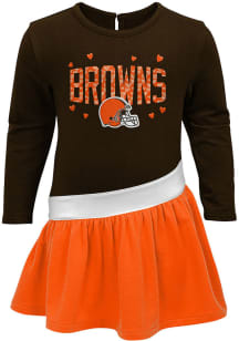 Cleveland Browns Baby Girls Brown Heart To Heart Short Sleeve Dress