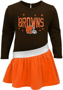 Cleveland Browns Toddler Girls Brown Heart To Heart Short Sleeve Dresses