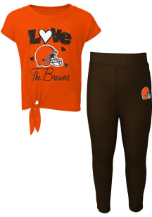 Cleveland Browns Toddler Girls Forever Love Top and Bottom Set Brown