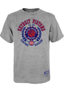 Mitchell and Ness Detroit Pistons Youth Grey New School Short Sleeve T-Shirt