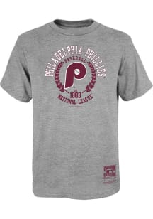 Mitchell and Ness Philadelphia Phillies Youth Grey New School Short Sleeve T-Shirt
