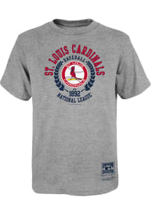 Mitchell and Ness St Louis Cardinals Youth Grey New School Short Sleeve T-Shirt
