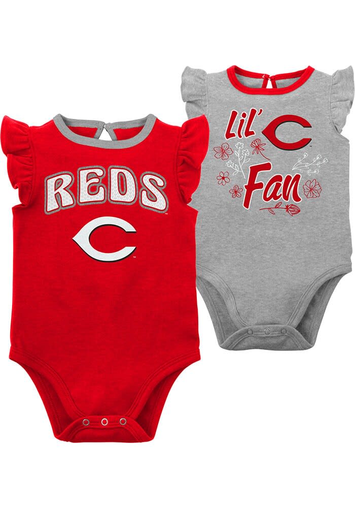 Outerstuff Girls Newborn Infant Red Heather Gray Cincinnati Reds Little Fan Two Pack Bodysuit Set Infant Unisex Size 3 6 MO