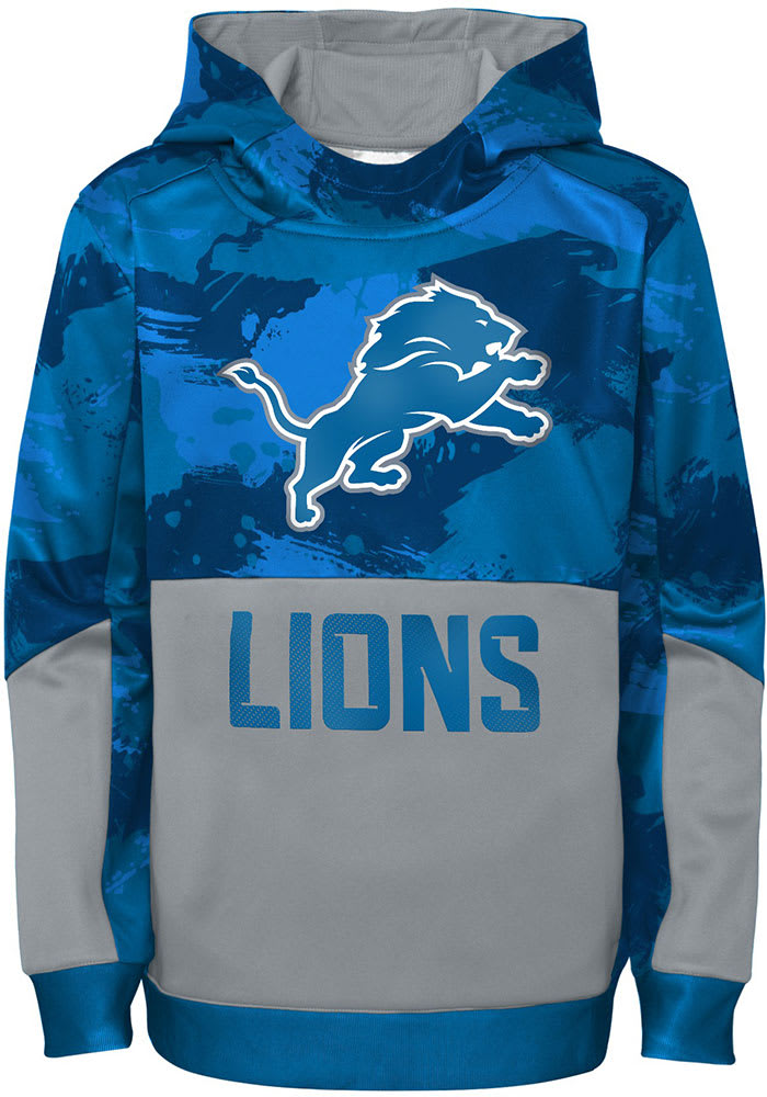 Detroit Lions Boys Blue Covert Long Sleeve Hooded Sweatshirt