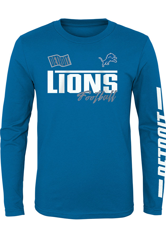Detroit Lions Boys Blue Race Time Long Sleeve T-Shirt