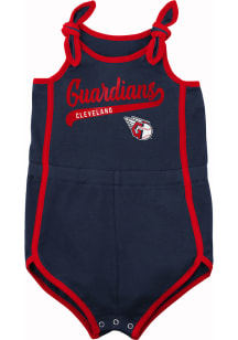 Cleveland Guardians Baby Navy Blue Hit and Run Romper Short Sleeve One Piece