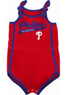 Philadelphia Phillies Baby Red Hit and Run Romper Short Sleeve One Piece