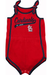 St Louis Cardinals Toddler Girls Red Hit and Run Romper Short Sleeve Dresses