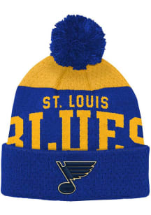 St Louis Blues Blue Stretchark Cuff Pom Youth Knit Hat