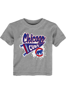 Chicago Cubs Toddler Grey Banner Splatter Short Sleeve T-Shirt