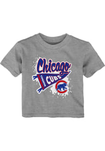 Chicago Cubs Infant Banner Splatter Short Sleeve T-Shirt Grey