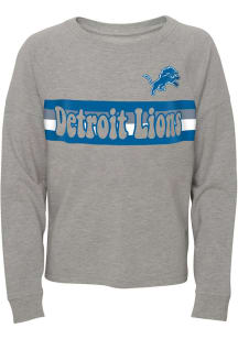 Detroit Lions Girls Grey All Striped Up Long Sleeve T-shirt