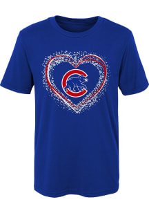 Chicago Cubs Girls Blue Heart Shot Short Sleeve T-Shirt