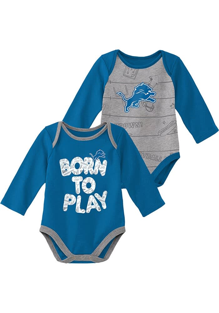 Detroit Lions Baby Blue Born to Be SS 3 Pk One Piece, Blue, 100% Cotton, Size 3M, Rally House