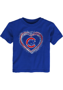Chicago Cubs Toddler Girls Blue Heart Shot Short Sleeve T-Shirt