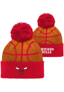 Chicago Bulls Red Basketball Head Youth Knit Hat