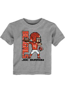 Joe Burrow Cincinnati Bengals Toddler Grey Pixel Player Short Sleeve Player T Shirt