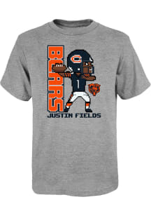 Justin Fields Chicago Bears Youth Grey Pixel Player Player Tee