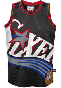 Mitchell and Ness Philadelphia 76ers Youth Big Face Black Basketball Jersey