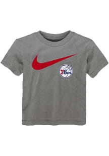 Philadelphia 76ers Toddler Grey Swoosh Short Sleeve T-Shirt