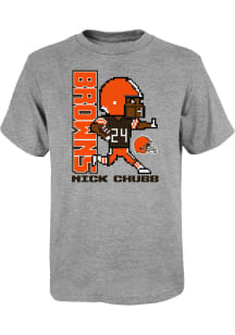 Nick Chubb  Cleveland Browns Boys Grey Pixel Player Short Sleeve T-Shirt
